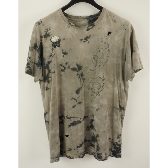 Affliction Other - Affliction Thrashed Distressed White Rose Puma Men's XL Gray Acid Wash T-Shirt
